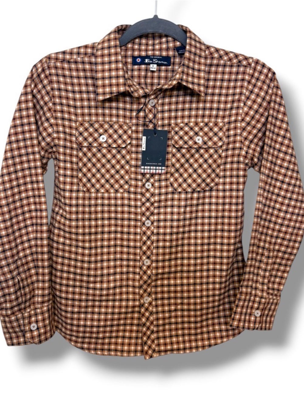 Ben Sherman Brown Plaid Button-Down Shirt